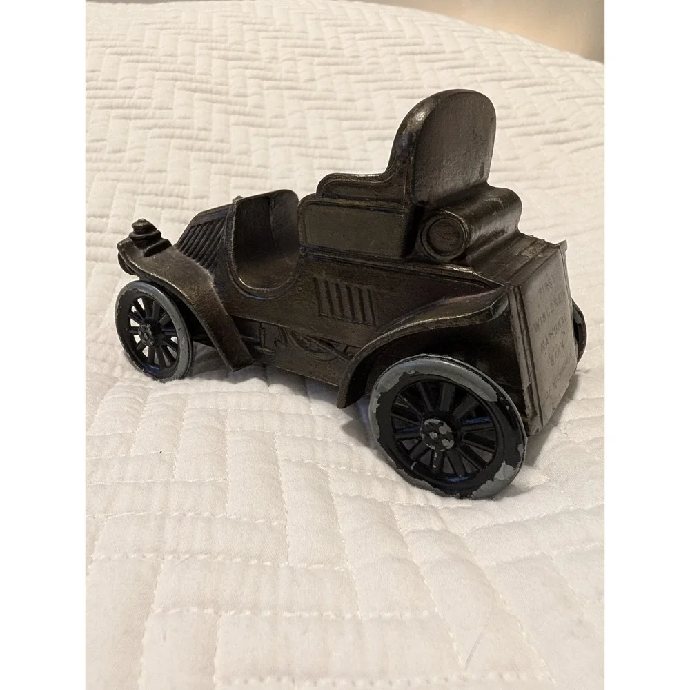 Vtg Brass Finish 1902‎ Rambler Metal Car Bank Banthrico Wisconsin National Bank